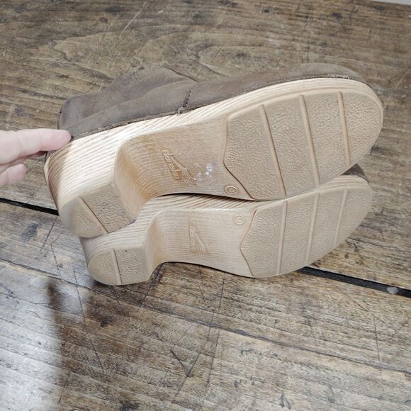 Dansko Lizanne Boots 40 / 9.5 10 Boots Shoes Brown Leather Side Zip Booties Clog - Picture 10 of 15